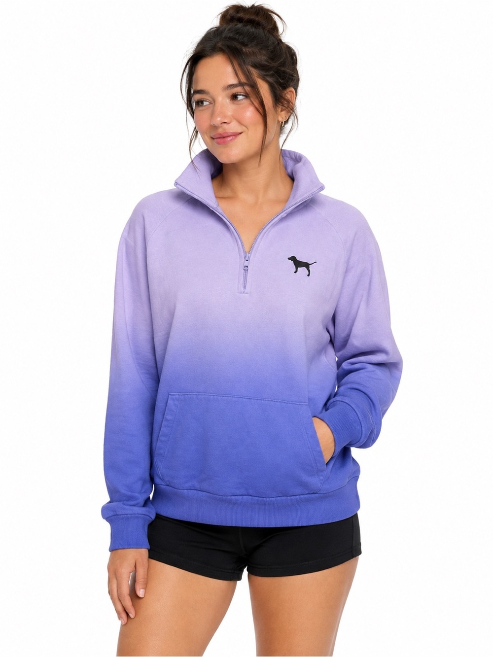 PINK Victoria’s Secret Ombré Half Zip Pullover Sweatshirt Lavender Blue L
